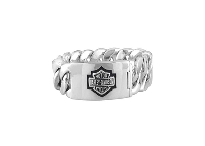 Rhodium Plated Mens Harley Davidson ID Bracelet